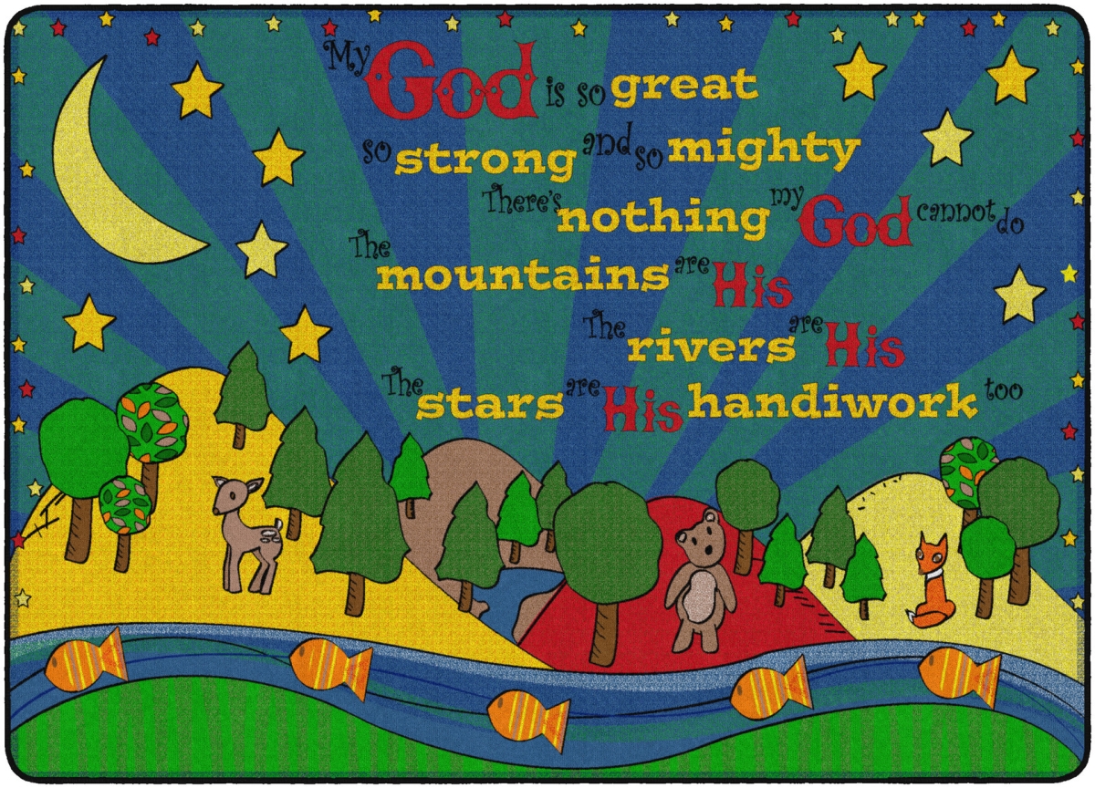 FE291-32A My God is So Great Rectangle Rug - 6 ft. x 8 ft. 4 in.