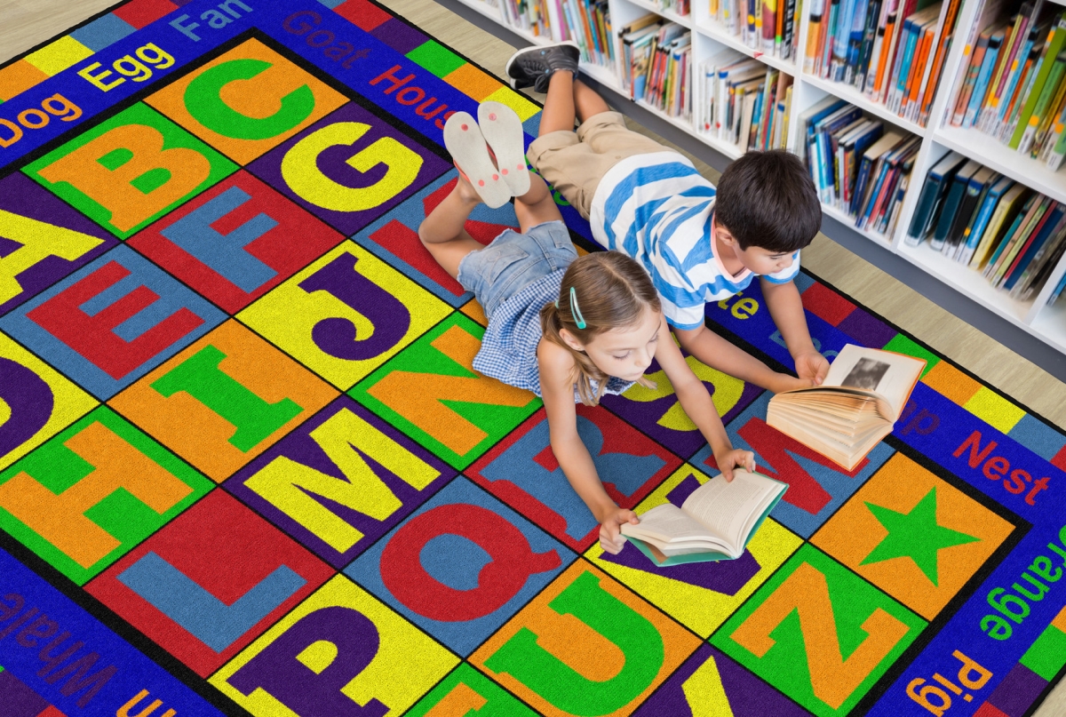 FE107-32A ABC Words Rectangle Rug - 5 ft. 10 in. x 8 ft. 4 in.