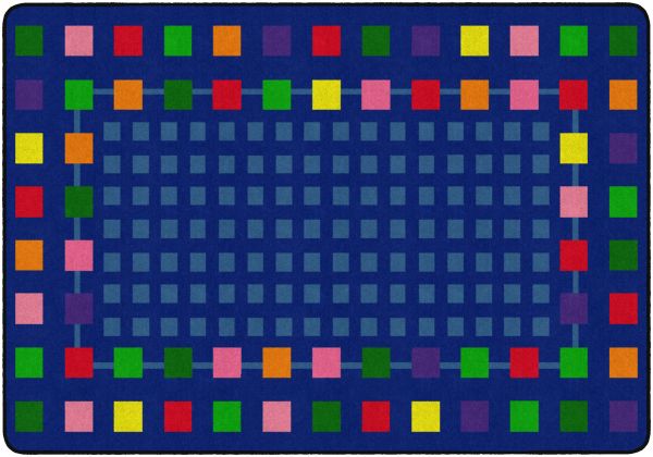 FE158-58A Rebordered Square Indigo Rectangle Rug - 10 ft. 6 in. x 13 ft. 2 in.