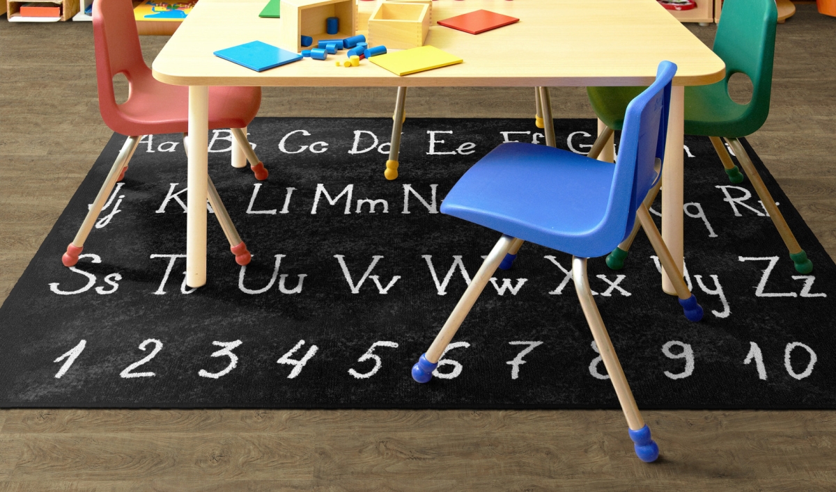 FA1823-22FS Chalkboard Alphabet Rectangle Rug - 4 x 6 ft.