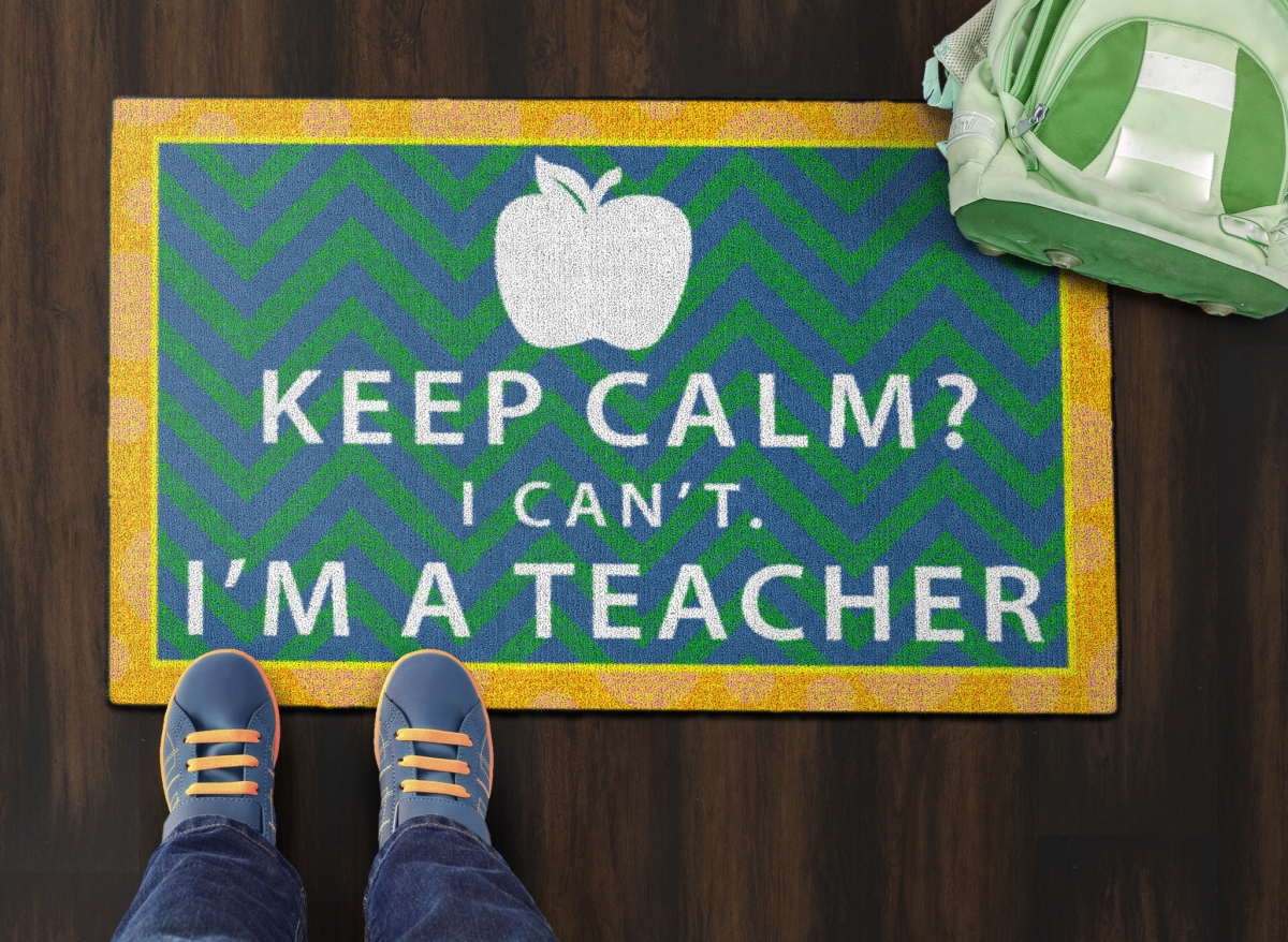 CE356-08W Keep Calm I Cant Orange & Blue Rectangle Rug - 2 x 3 ft.