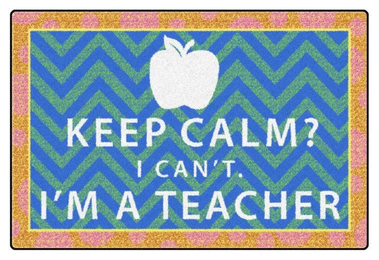 CE356-22W Keep Calm I Cant Orange & Blue Rectangle Rug - 4 x 6 ft.