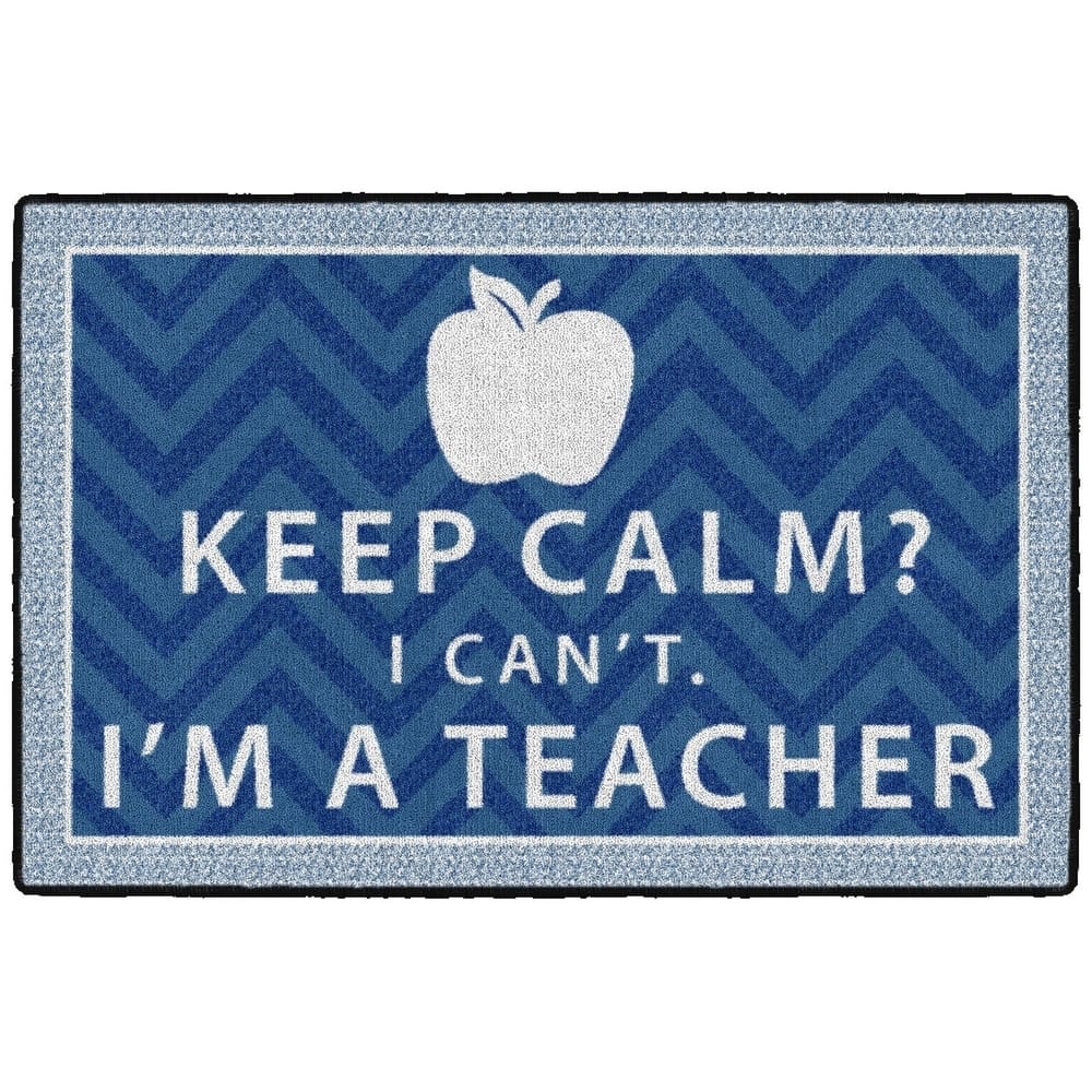 CE357-22W Keep Calm I Cant Blue Rectangle Rug - 4 x 6 ft.