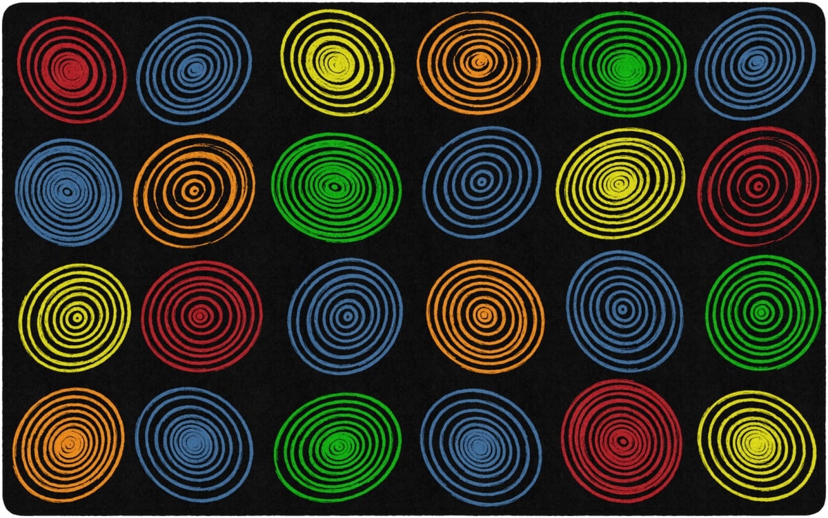 FA1843-44FS Circles Black & Multi Color Rug - 7 ft. 6 in. x 12 ft.