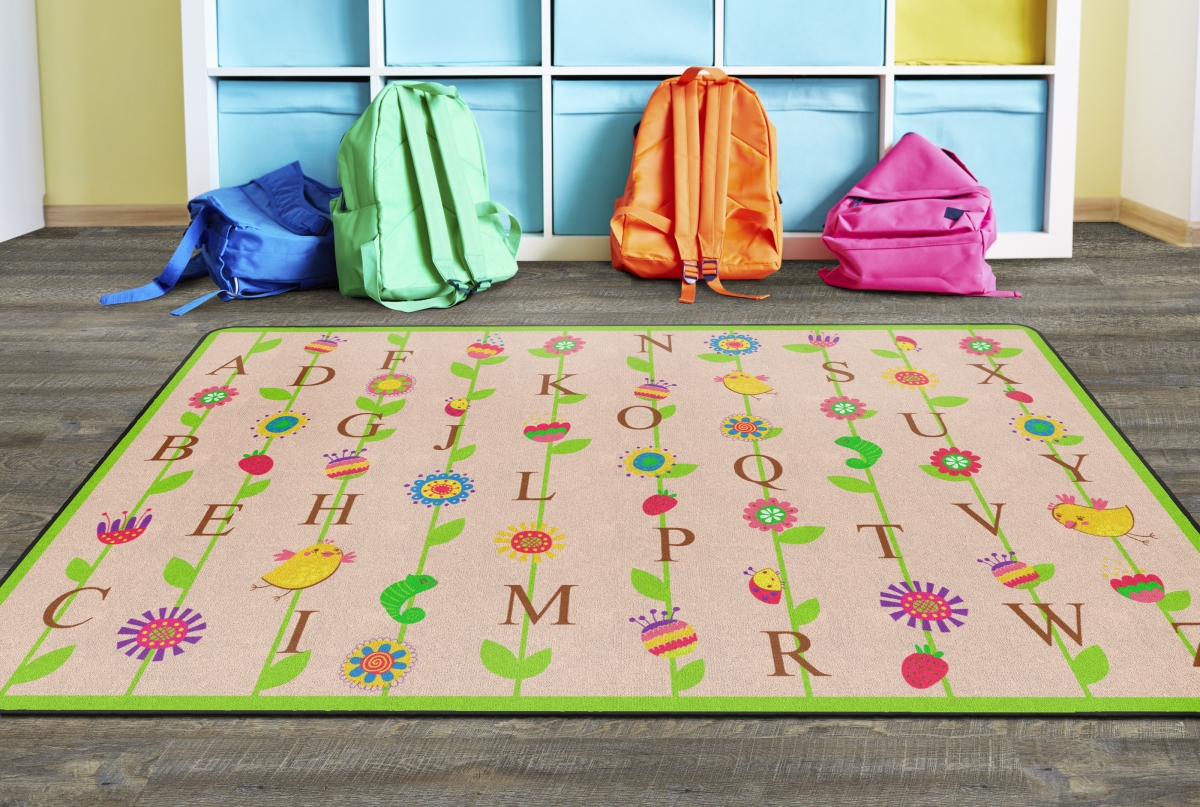 FE274-32A Blooming Alphabet - Tan Rectangle Rug - 6 ft. x 8 ft. 4 in.