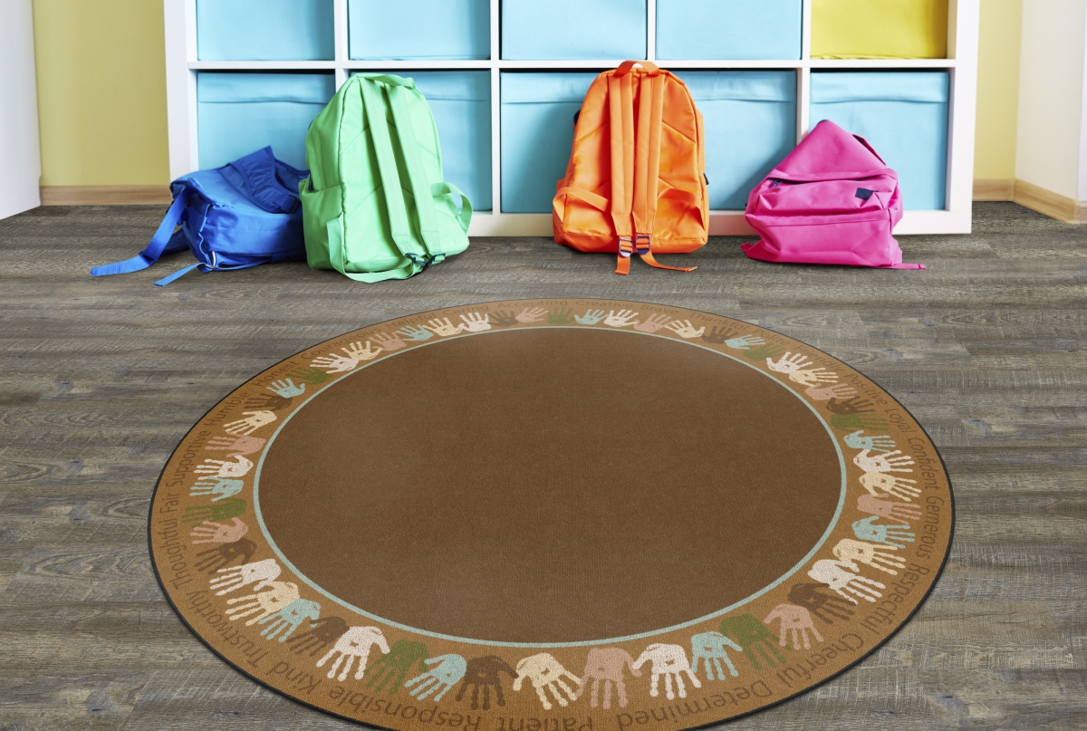 FA1327-27FS Helping Hands Earth Tone Round Rug - 6 ft.