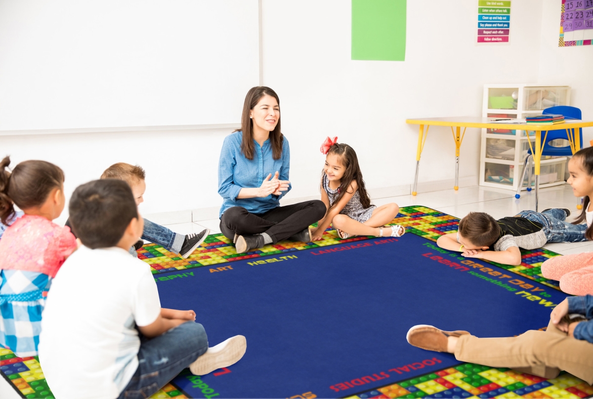 FE128-58A Learning Blocks Rectangle Rug - 10 ft. 6 in. x 13 ft. 2 in.