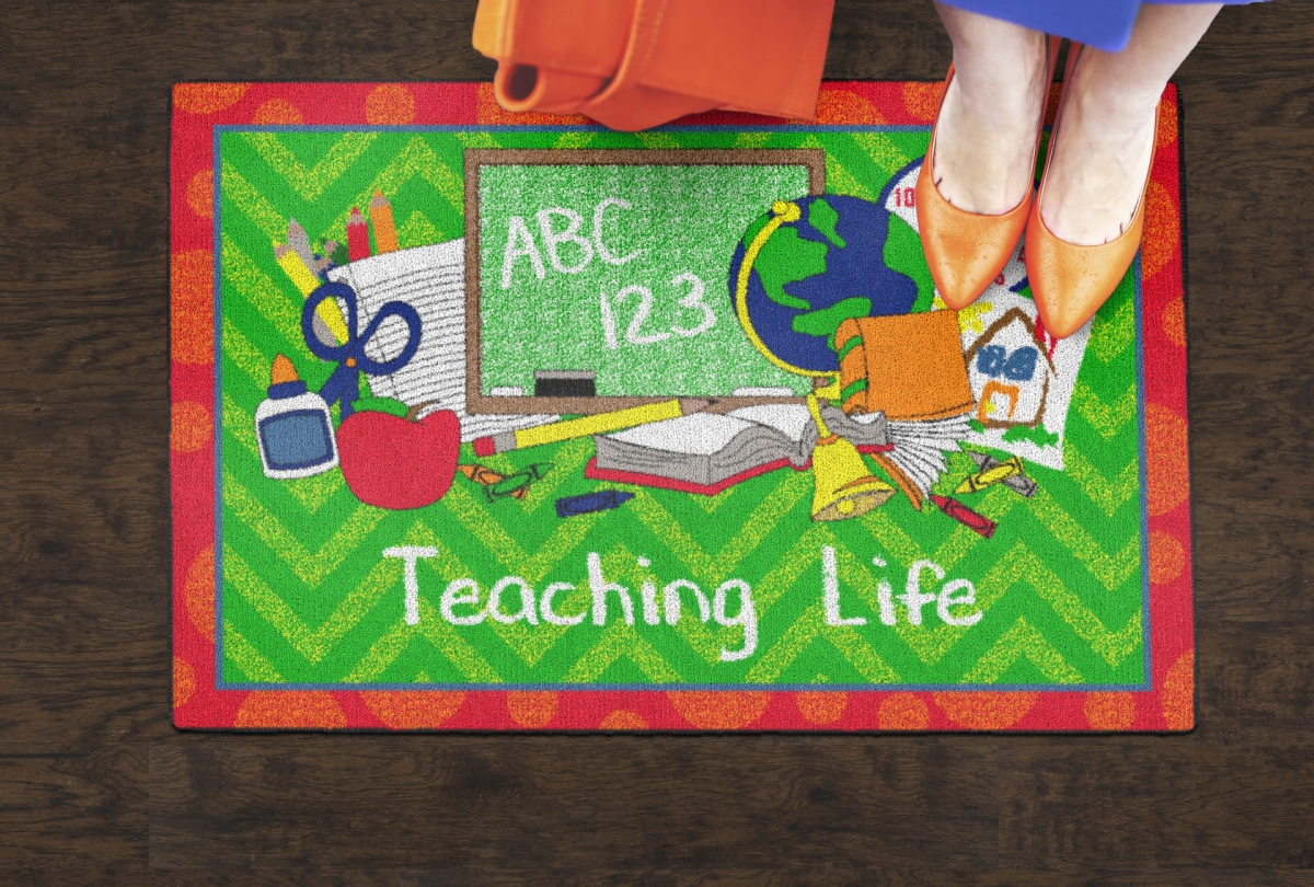 CE364-08W Teaching Life Green & Red Rectangle Rug - 2 x 3 ft.