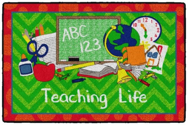 CE364-22W Teaching Life Green & Red Rectangle Rug - 4 x 6 ft.