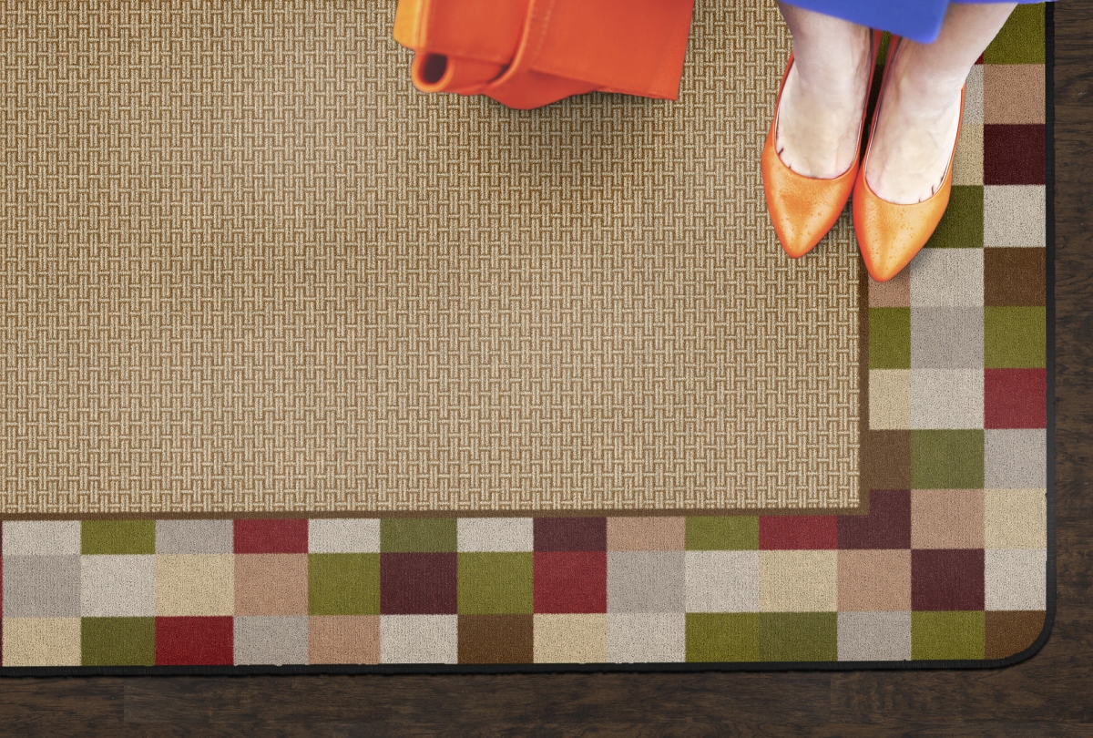 FM179-22A Border Blocks Brick Rectangle Rug - 4 x 6 ft.