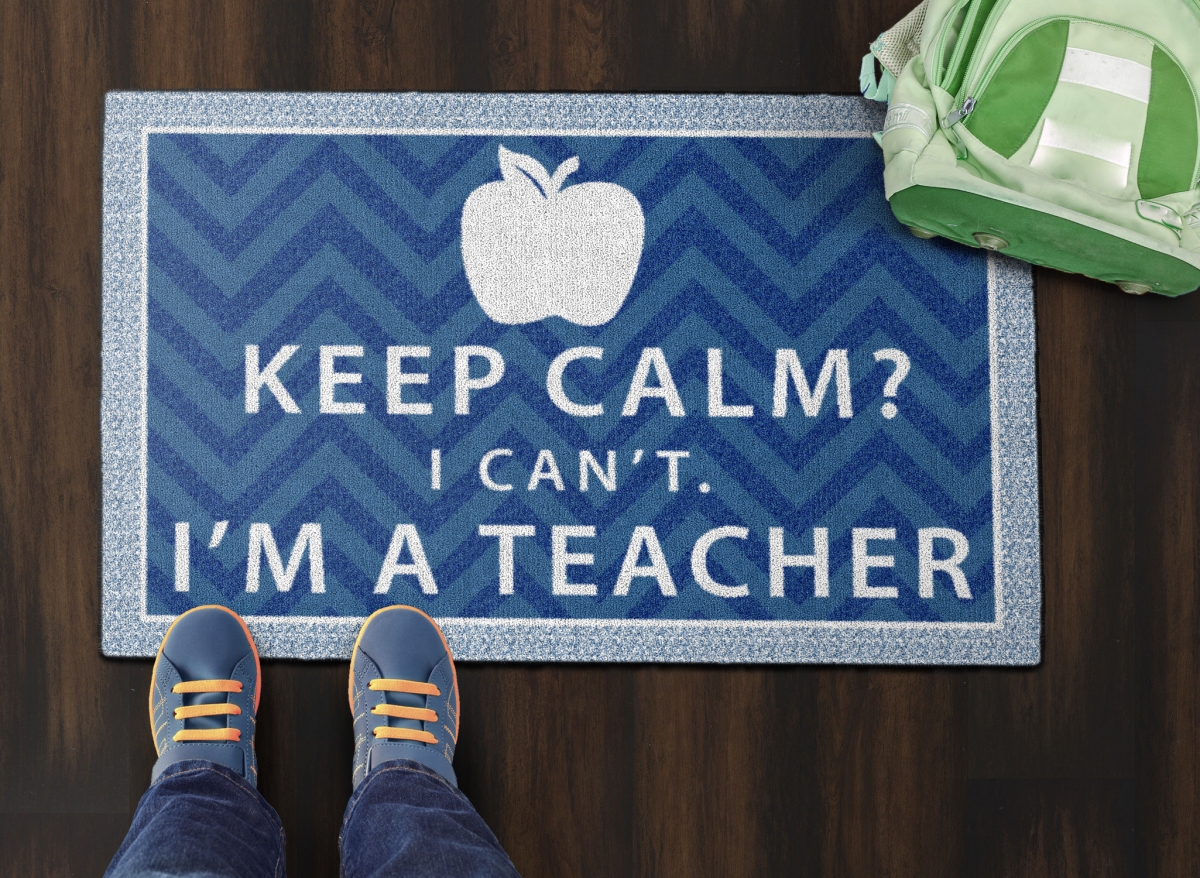 CE357-08W Keep Calm I Cant Blue Rectangle Rug - 2 x 3 ft.