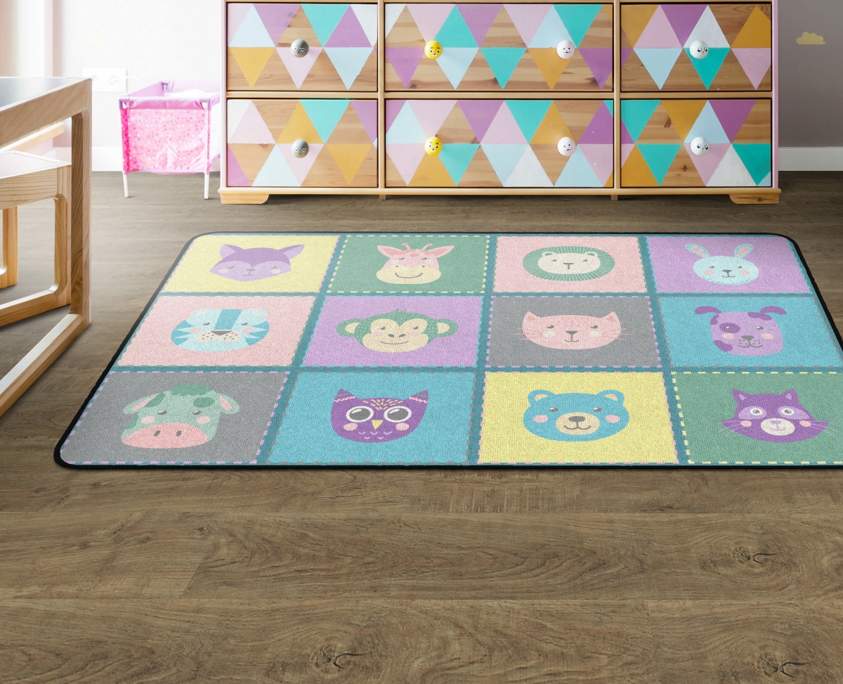 FA1364-22FS Soft Animal Blocks Rectangle Rug - 4 x 6 ft.