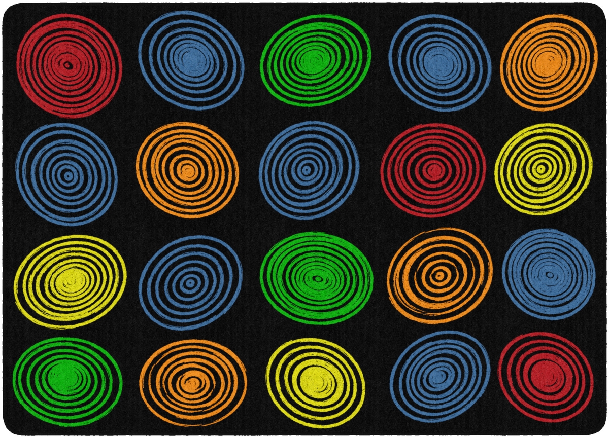 FA1843-32FS Circles Black & Multi Color Rug - 6 ft. x 8 ft. 4 in.