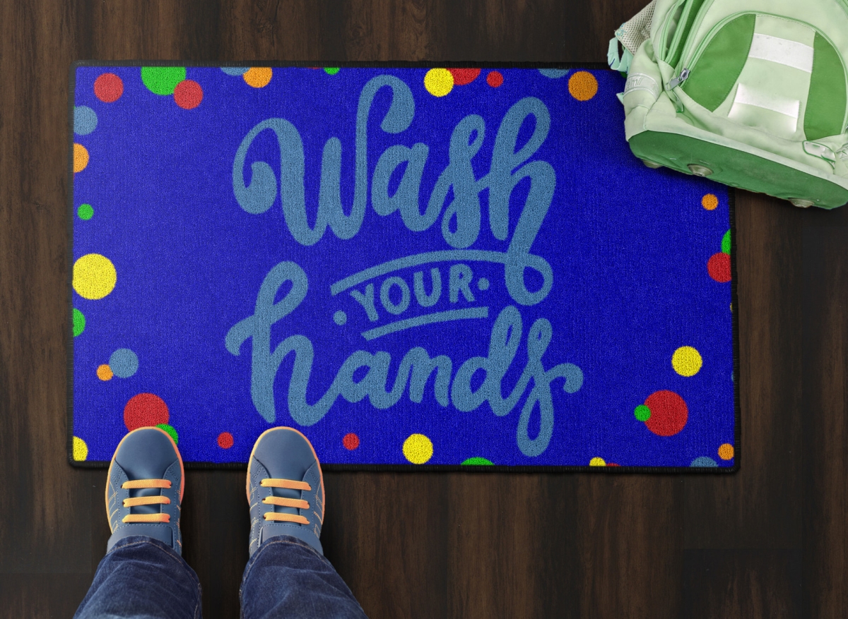 CW2005-08FS Wash Your Hands Dots Rectangle Rug - 2 x 3 ft.