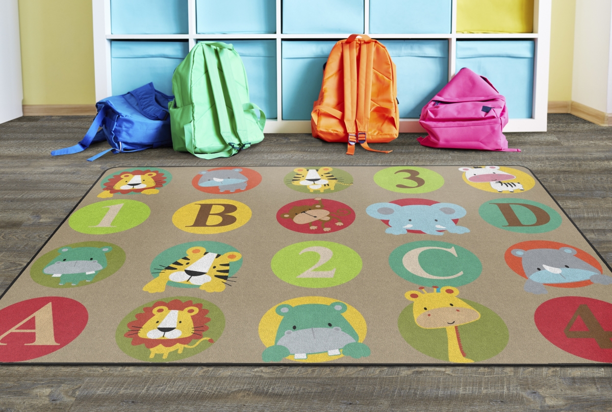FE267-32A ABC & 123 Animals Light Rug - Seats 20 - 6 ft. x 8 ft. 4 in.