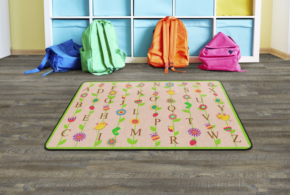 FE274-22A Blooming Alphabet - Tan Rectangle Rug - 4 x 6 ft.
