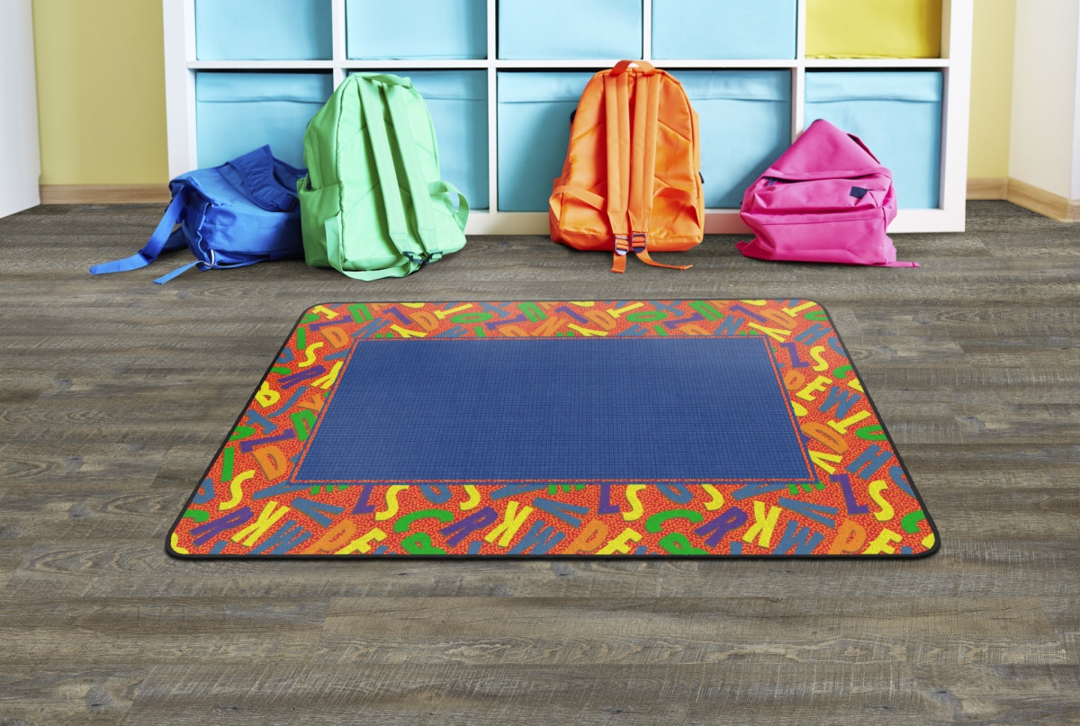 FE301-22A Scattered Alphabet Rectangle Rug - 4 x 6 ft.