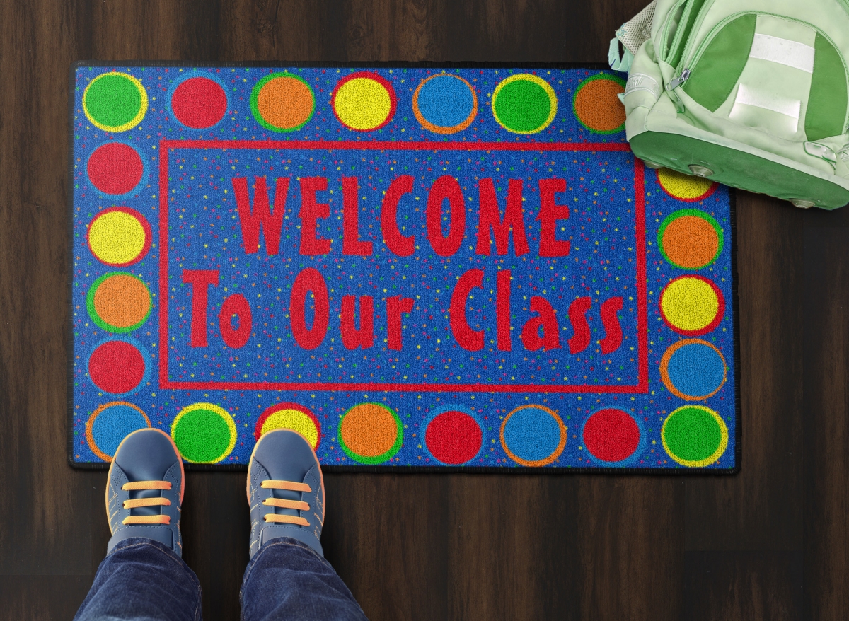 CE324-08W Sitting Spots Primary Welcome Rectangle Mat - 2 x 3 ft.
