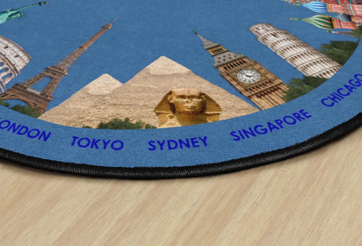 FA1360-27FS Where in the World Round Rug - 6 ft.
