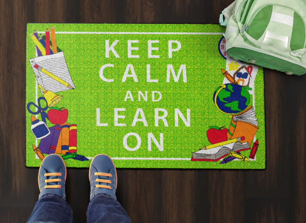 CE348-08W Keep Calm & Learn on Green Rectangle Rug - 2 x 3 ft.