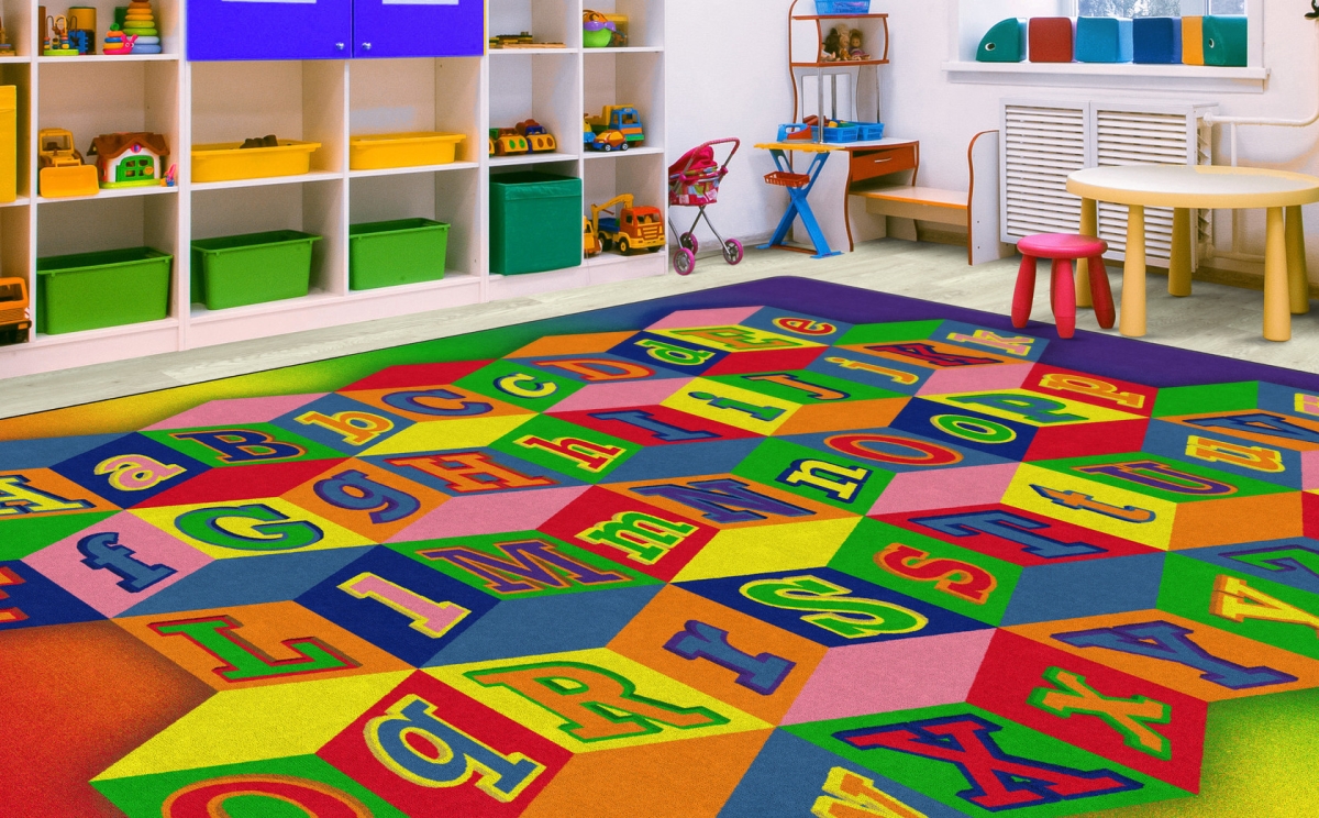 FE104-58A Kaleidoscope Blocks Rectangle Rug - 10 ft. 6 in. x 13 ft. 2 in.