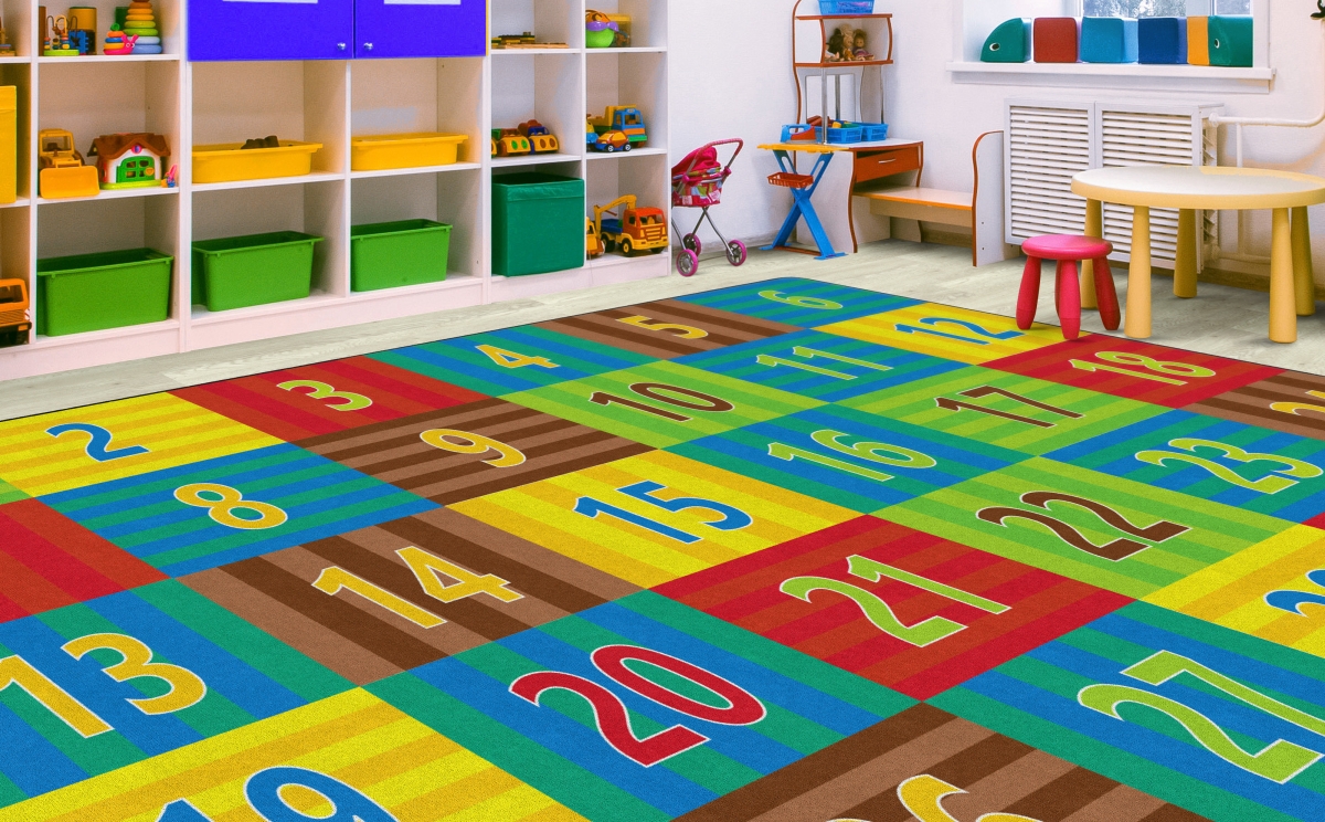 FE335-58A Counting Seating Rectangle Rug - Seats 30 - 10 ft. 6 in. x 13 ft. 2 in.
