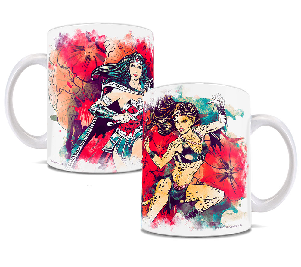 Picture of Trend Setters WMUG978 DC Women Wonder Woman & Cheeta Watercolor Ceramic Mug, White