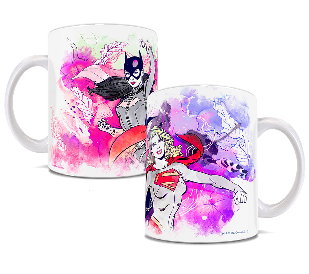 Picture of Trend Setters WMUG980 DC Women Batgirl & Supergirl Watercolor Ceramic Mug, White