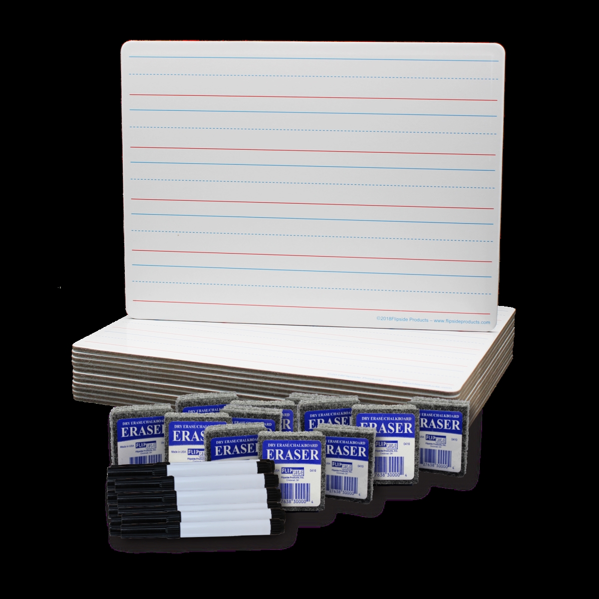 9 x 12 in. Two Sided Magnetic Red & Blue Ruled & Magnetic Dry Erase Boards Plus Erasers Plus Pens Class - Pack of 12 -  PaperPerfect, PA3498353