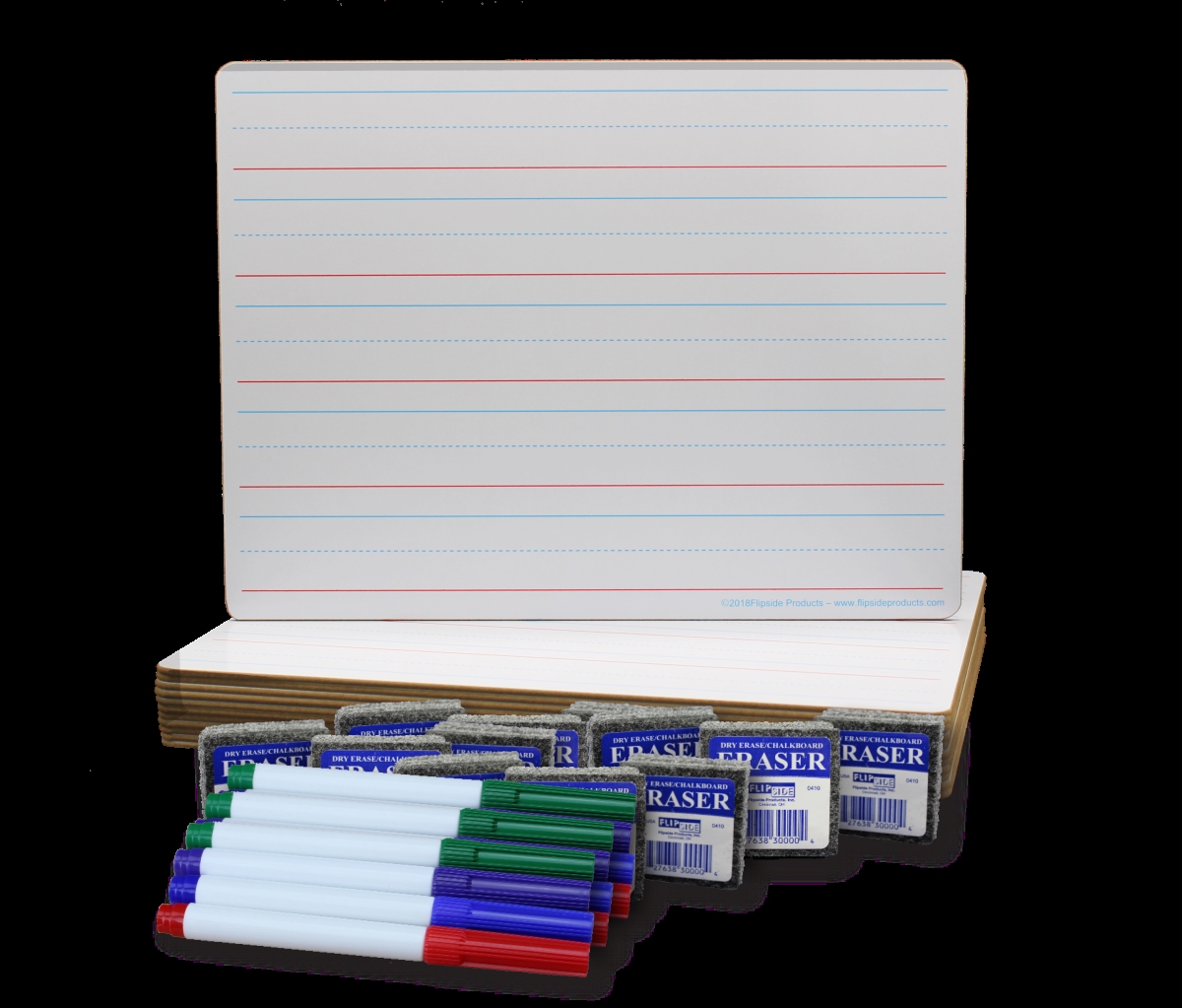 Red & Blue Ruled & Dry Erase Plus Colored Pens Plus Student Eraser  Class - Pack of 12 - Flipside Products 21134