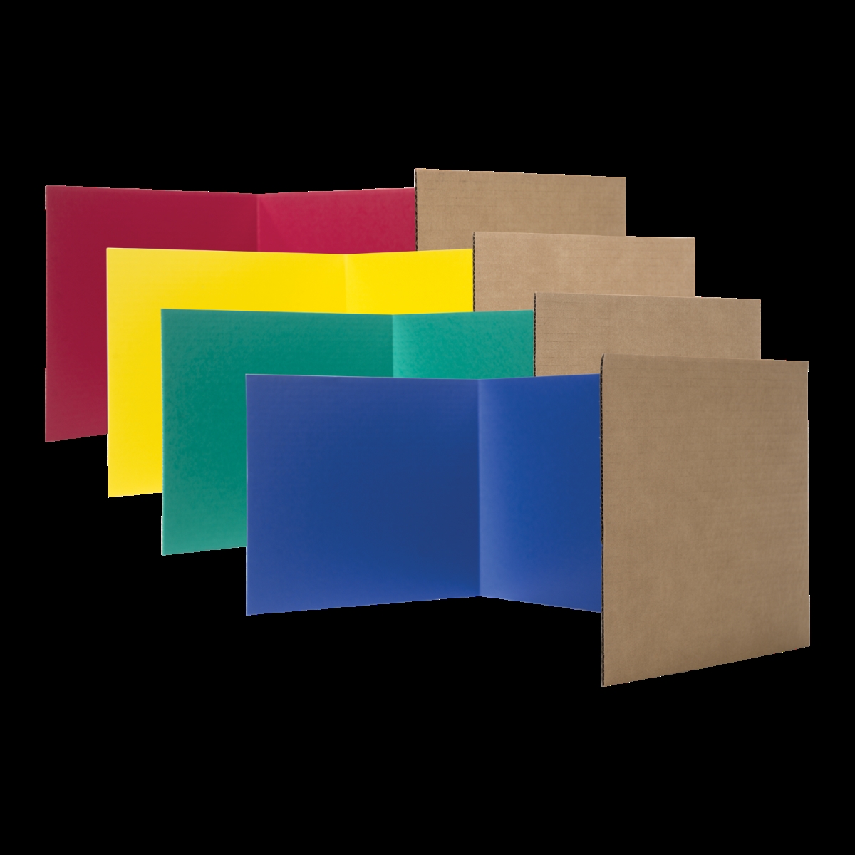 12 x 48 in. Study Primary Color Assortment Corrugated Carrel, Pack of 12