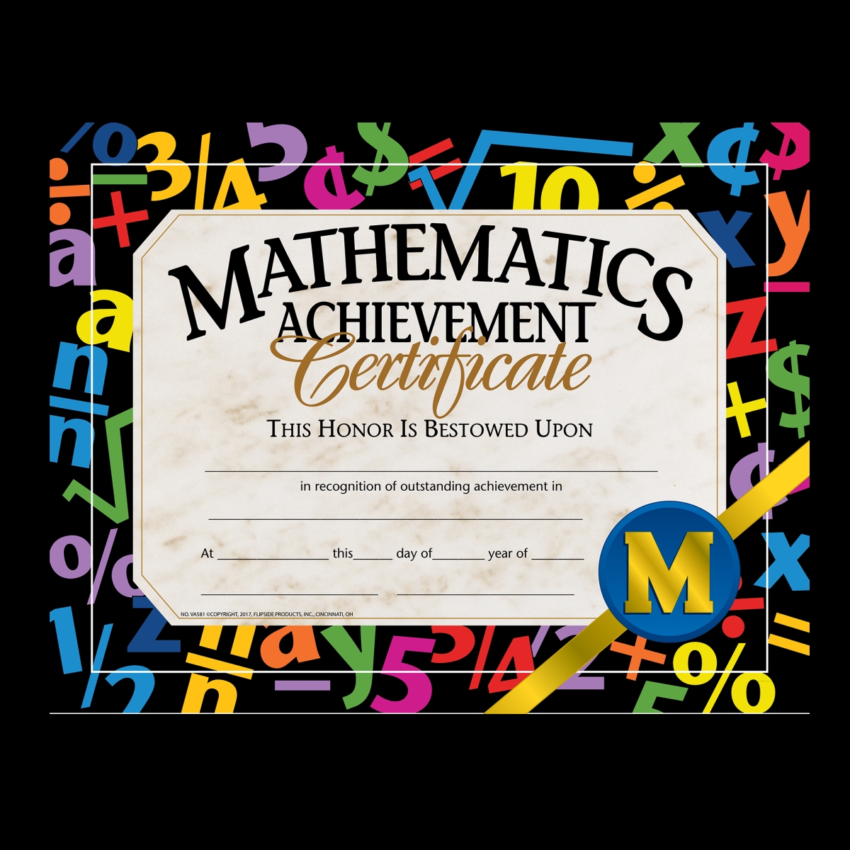 Flipside Products  Mathematics Achievment Certificates, Pack of 5