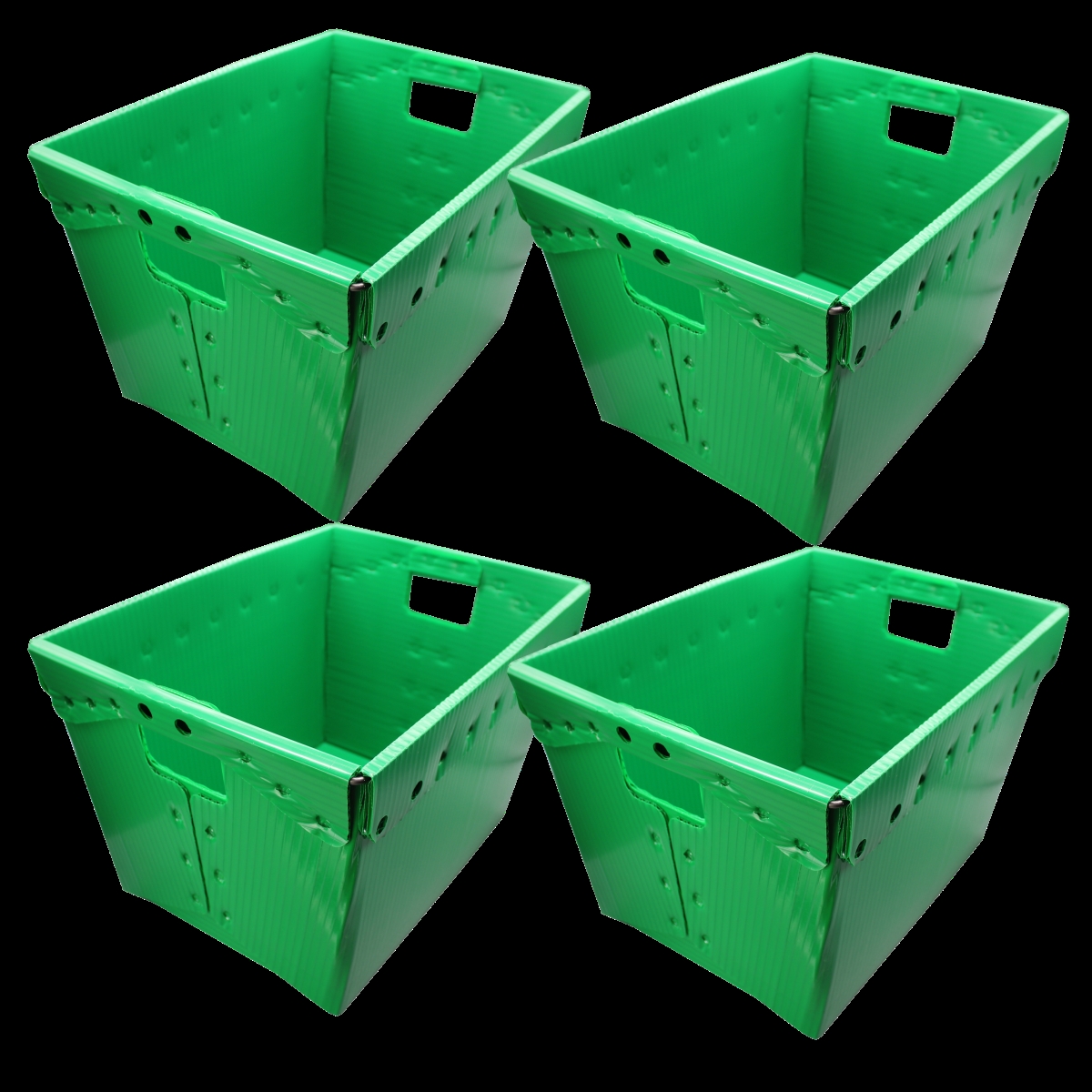Green Plastic Storage Postal Tote - 4 Pack