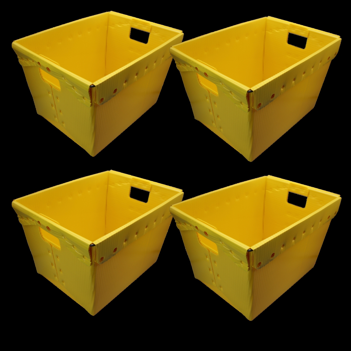 Yellow Plastic Storage Postal Tote - 4 Pack