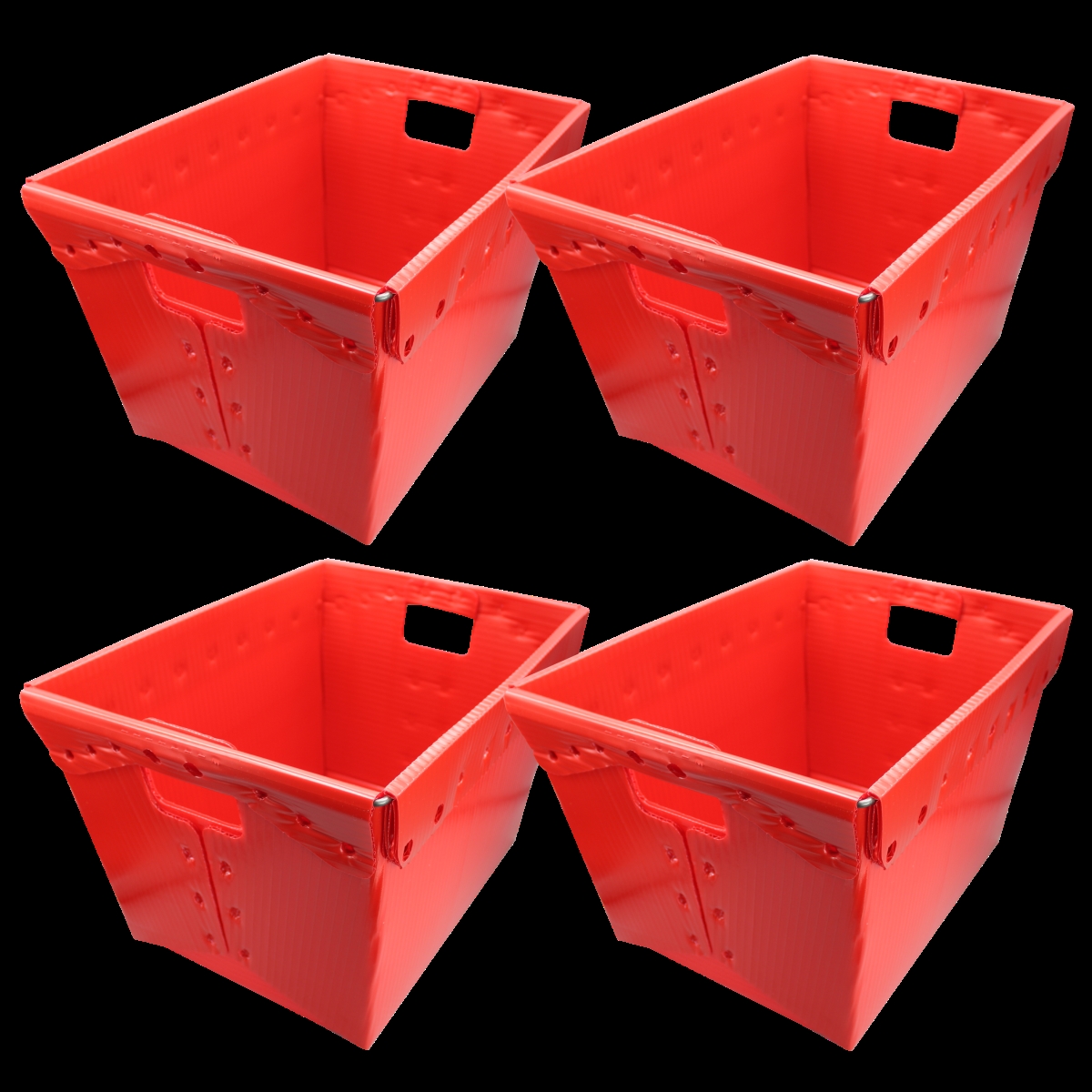 Red Plastic Storage Postal Tote - 4 Pack