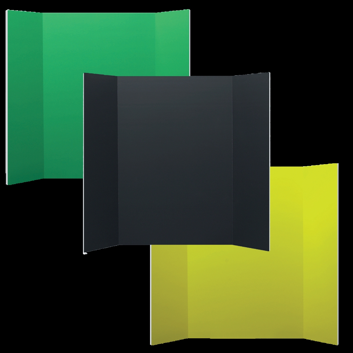 36' x 48' Assorted Colors (Black, Green, Yellow) Foam Project Board - Pack of 3