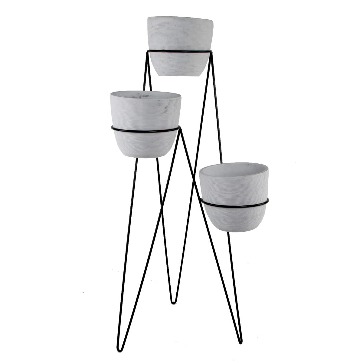 36 in. Tall 3-Tier Lava White Cement Pots