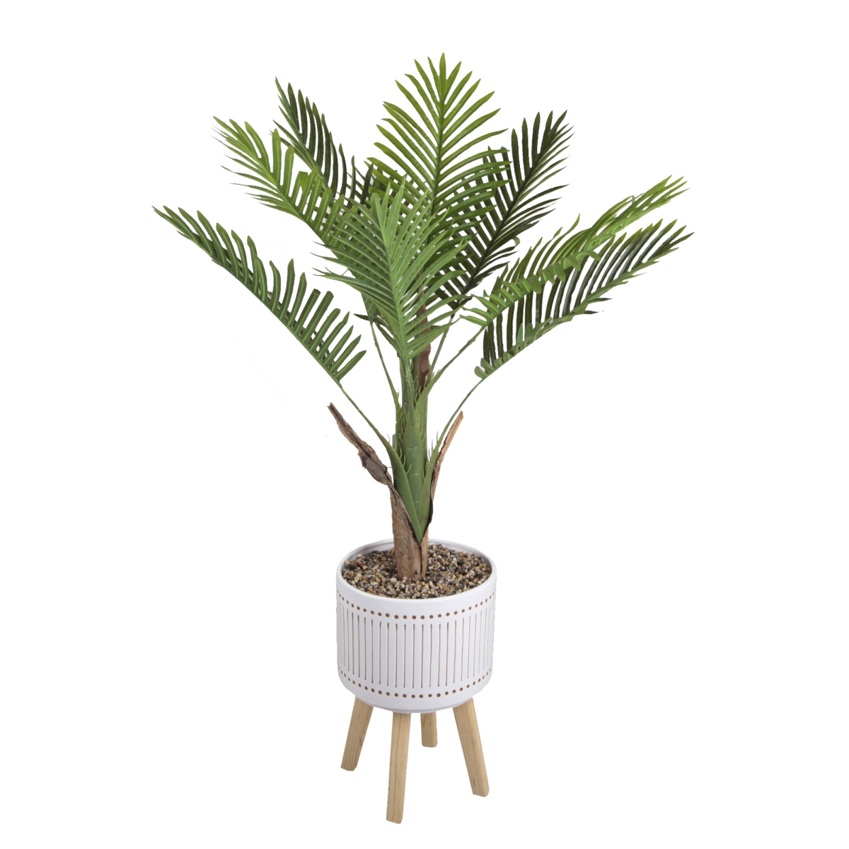 4 ft. Areca Palm Planter on Wood Stand, White