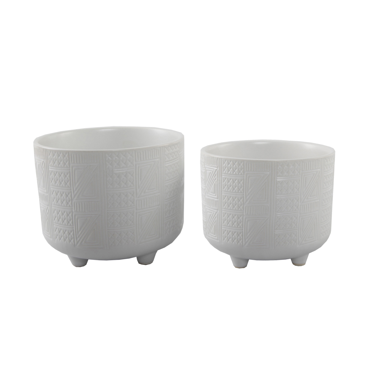 Matte White Hiero Footed Planter - Set of 2