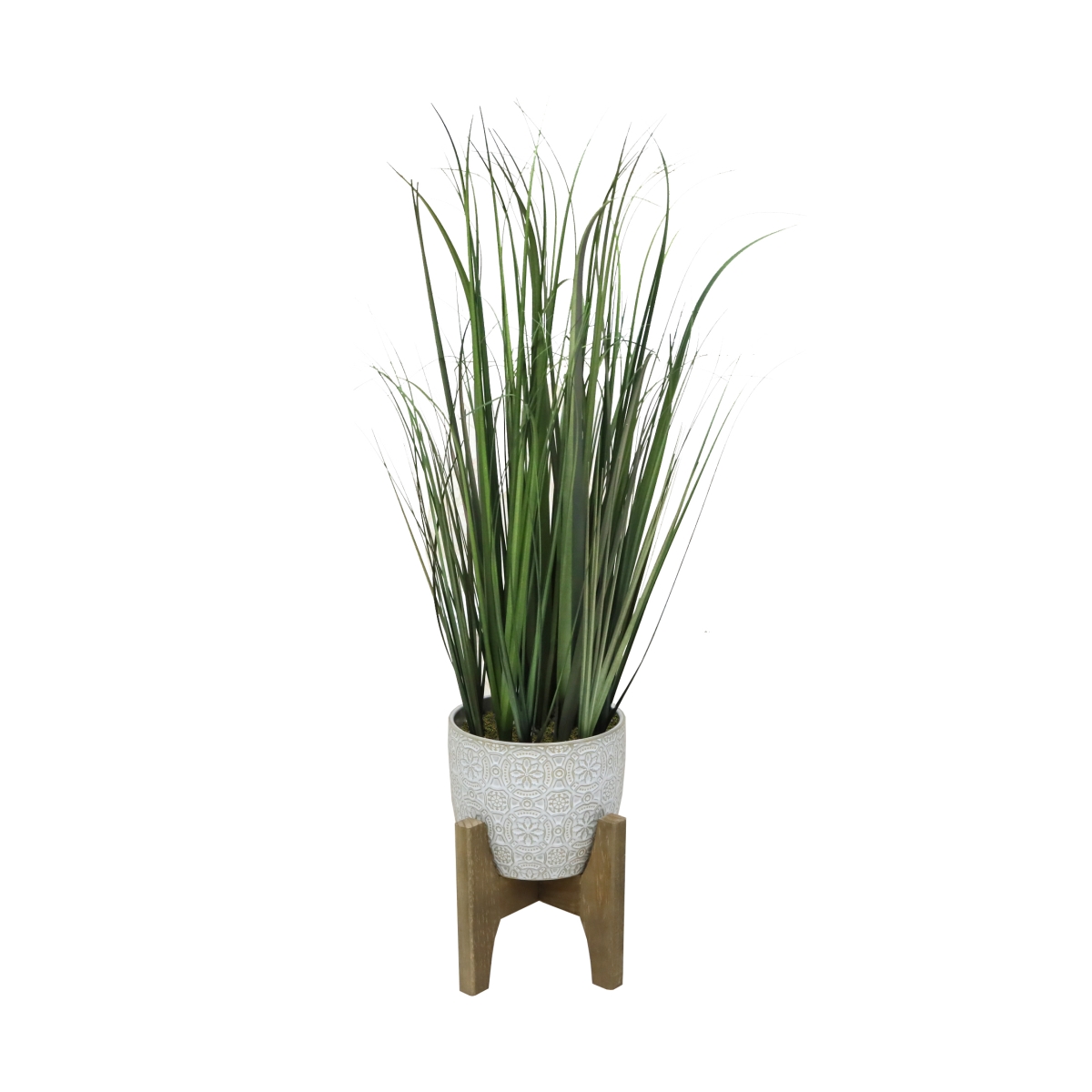 31 in. Onion Grass in 6.6 in. Cathdral Ceramic on Stand, White