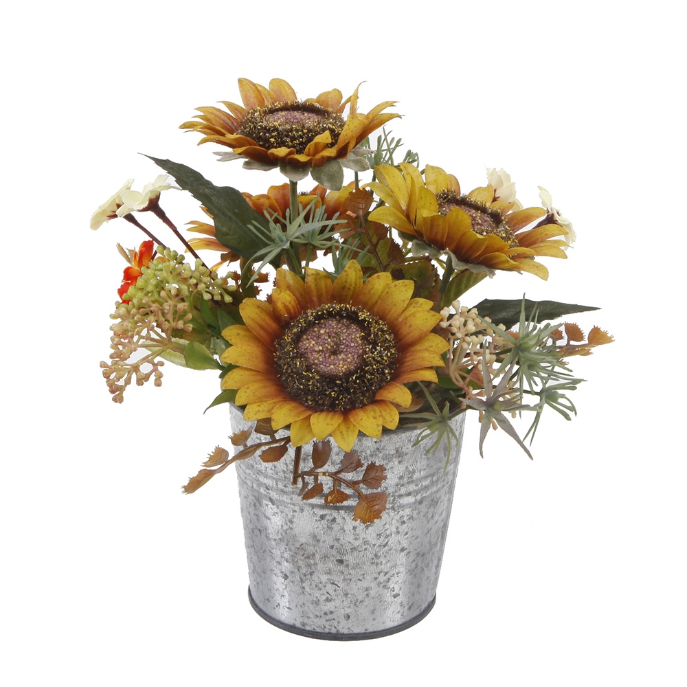 8 in. Tall SUNFLOWERS MIX IN TIN