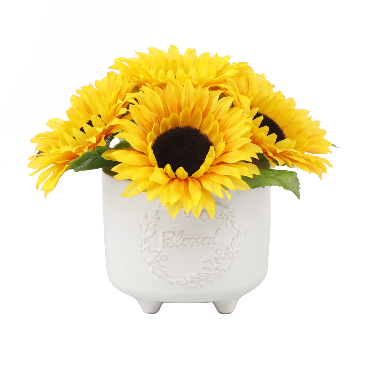 9.5 in.H MD Blessed  Sunflowers Ceramic 4.75X4.75X4.25