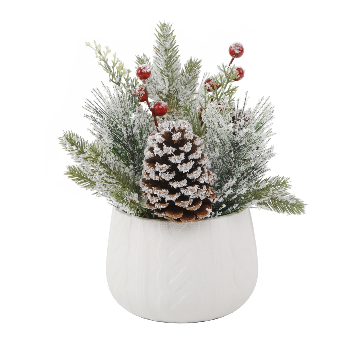 Xmas Mix in White Sweater Ceramic Pot 6X6X5