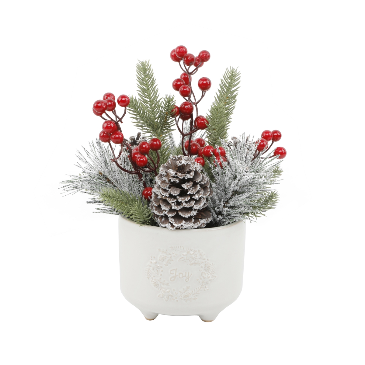 Xmas Mix in Joy Wreath Ceramic Pot 6X6X5