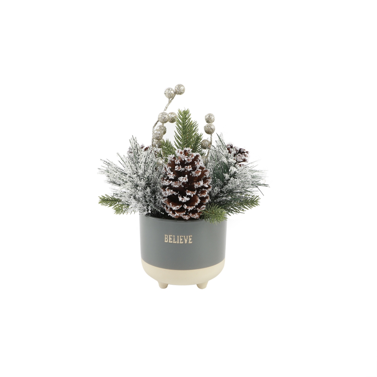Xmas Mix in Believe Ceramic Footed Pot 4.75X4.75X4.25