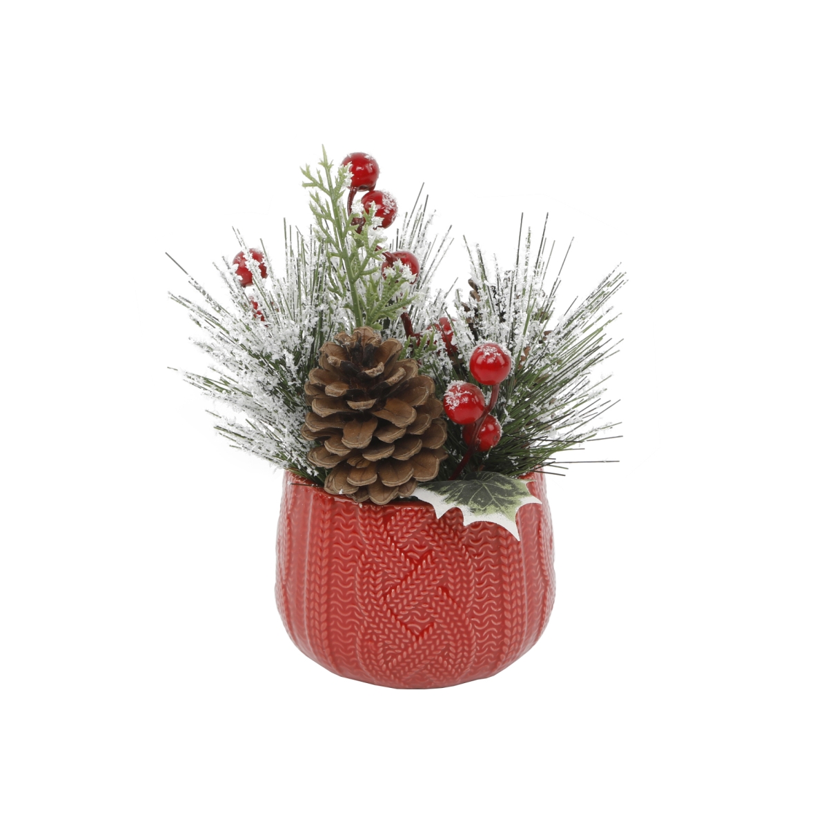 Xmas Mix in  Red Sweater Ceramic Pot 3.5X3.5X3
