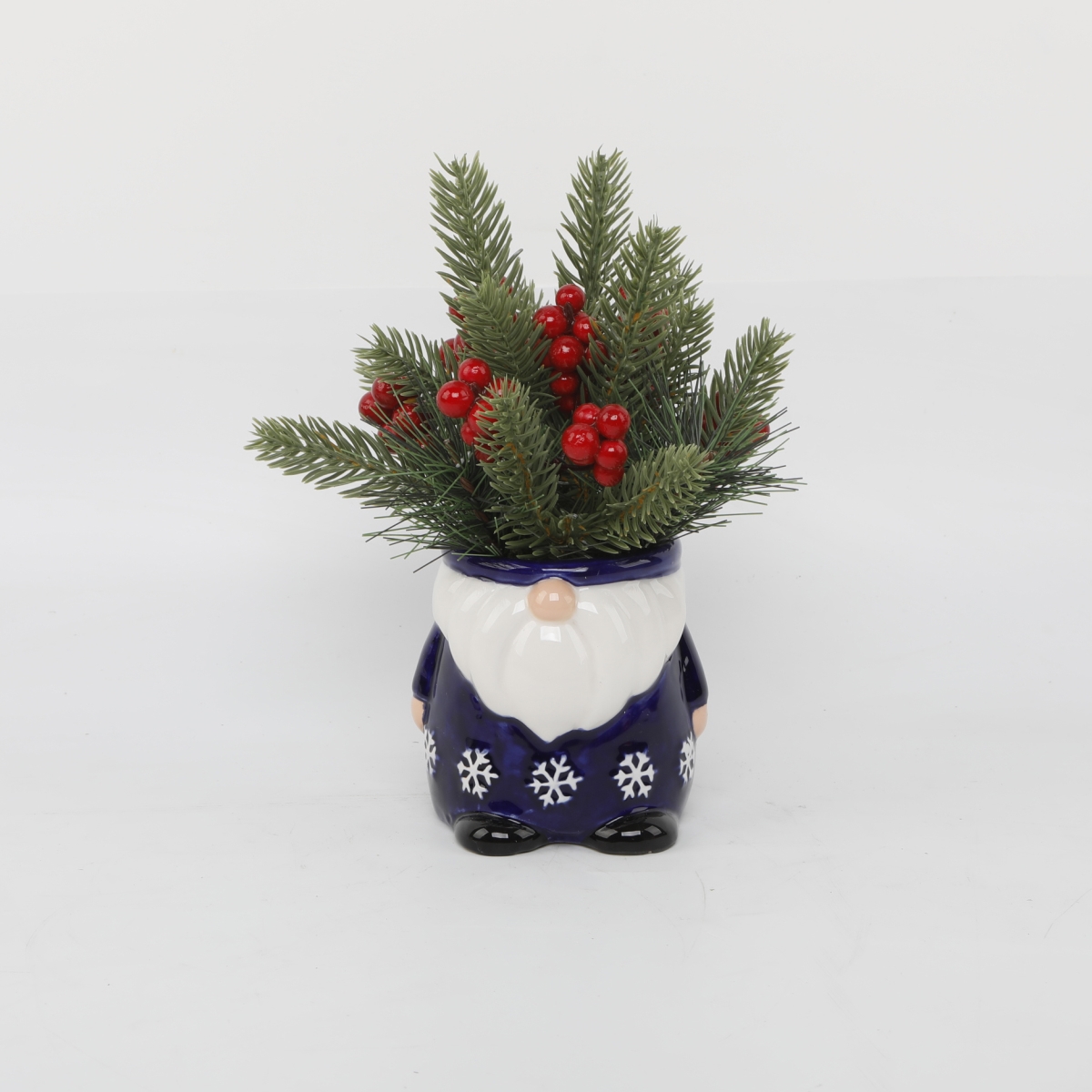 Xmas Mix in Gnome Ceramic Pot 3.75X3.75X3.5