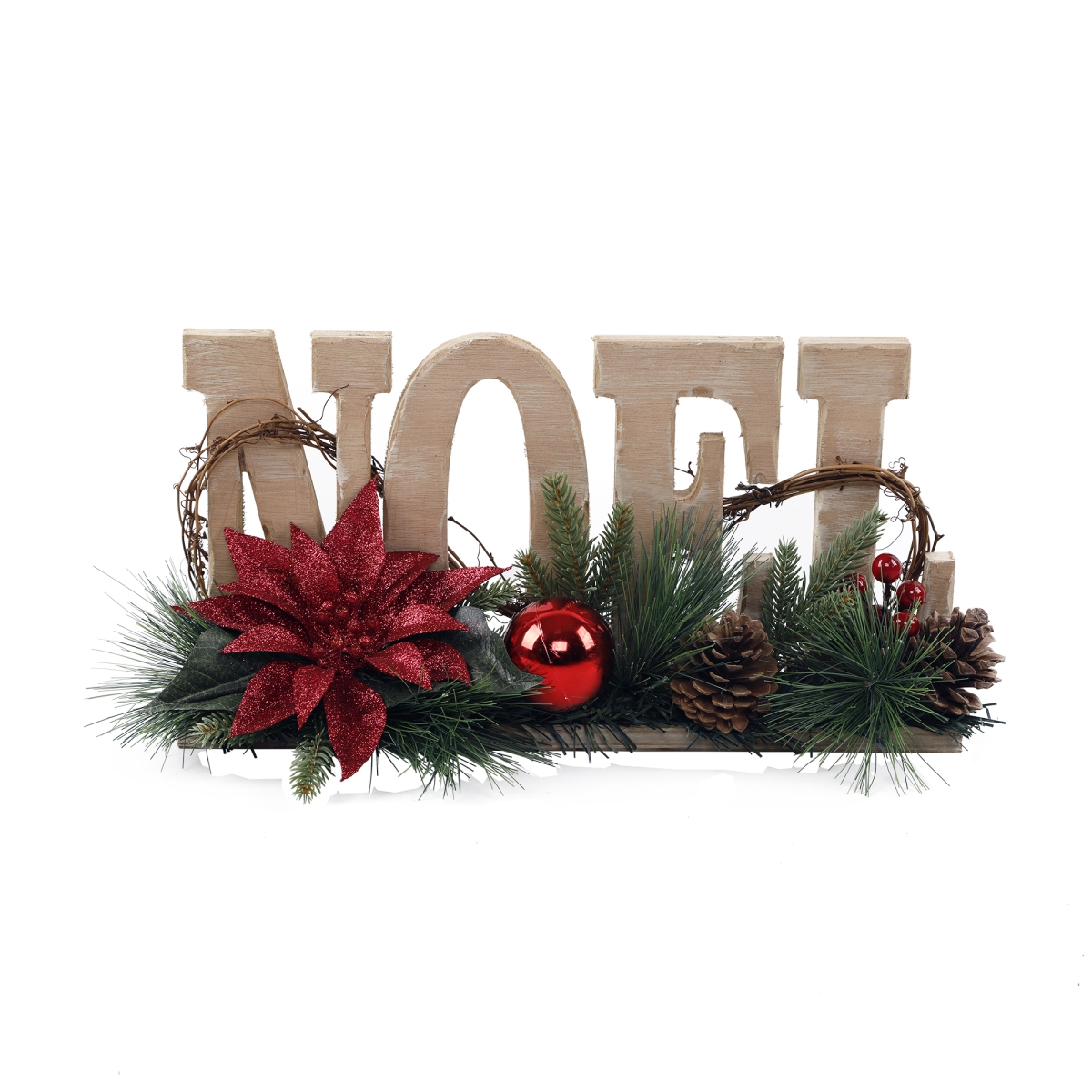 17' Wood NOEL Foral Sign, LG