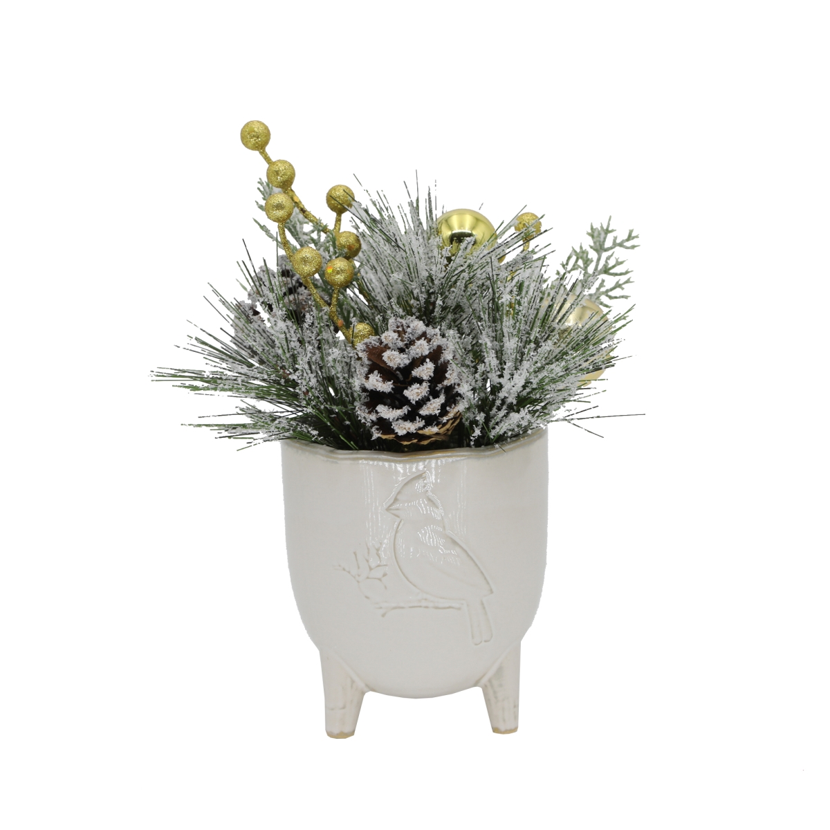 Xmas Mix in 4.5'Cardinal Ceramic Footed Pot