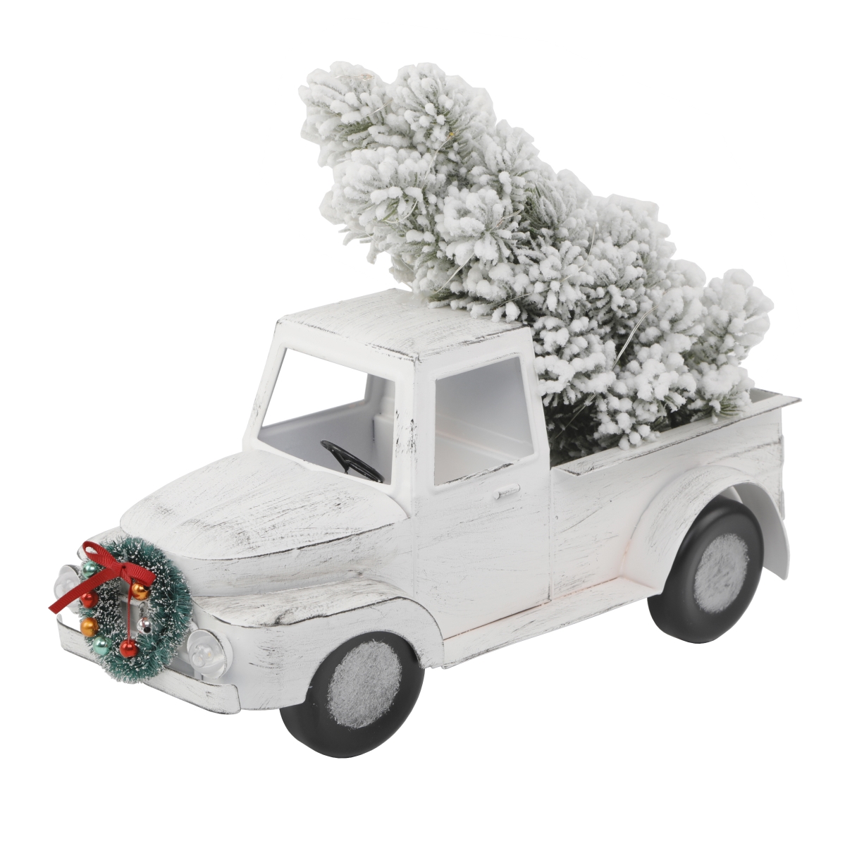 CH2123E-WH 13'L  LED Tin Truck w/ Tree